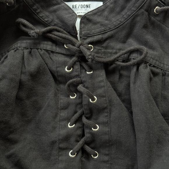 RE/DONE Pirate Cropped Long Sleeve Top Washed Black  Size Small NWT - Picture 5 of 7